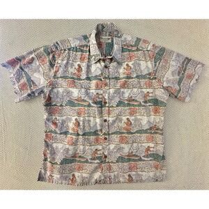 VTG Cooke Street Hawaiian Shirt Men Size XL Tiki Rockabilly Camp Dad Button Down